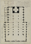 214559 Plattegrond van de Buurkerk te Utrecht; met weergave van het ontwerp voor de bouw van een nieuw schoollokaal in ...